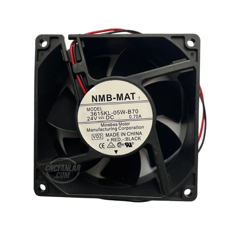 24VDC 2 kablolu NMB MAT fan, 92x92x38 mm boyutunda, sessiz ve güçlü soğutma.