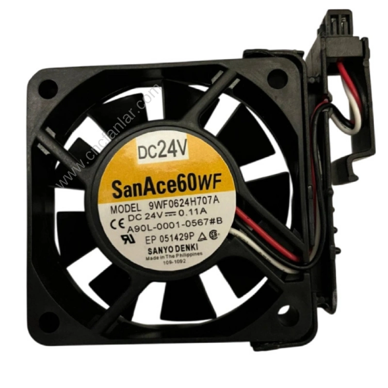 San Ace 60 24V fan A90L-0001-0567#B - 9WF0624H707A modeli, Fanuc sistemleri için tasarlanmış kompakt bir endüstriyel soğutma fanıdır.