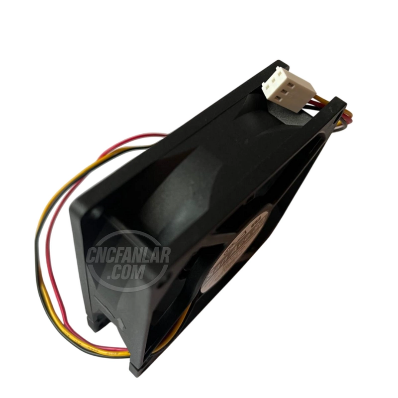 80x80x25 mm 24VDC fan yan görünüm ve kablo bağlantı detayı