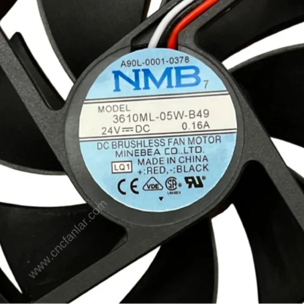 NMB Mat Fan, A90L-0001-0378 - 3610ML-05W-B49 modeli, Fanuc CNC sistemlerinde kolay montaj imkanı sunar.